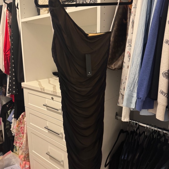 Lulus Already Rsvp'd Black Ruched One-shoulder Bodycon Dress - Size M - Picture 2 of 9